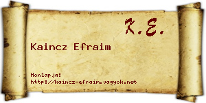 Kaincz Efraim névjegykártya